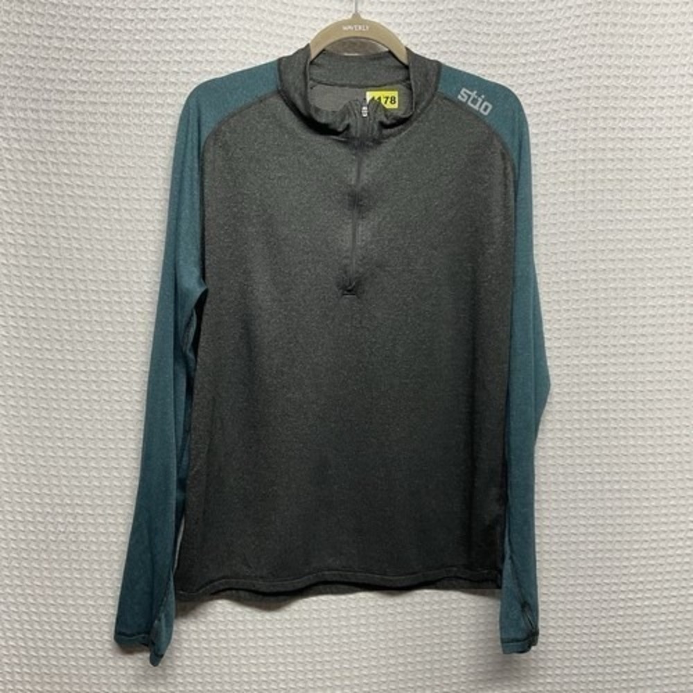Stio Gray 1/4 Zip Raglan Long Sleeve T-Shhirt Top Men XL Vietnam Wool/Polyester
